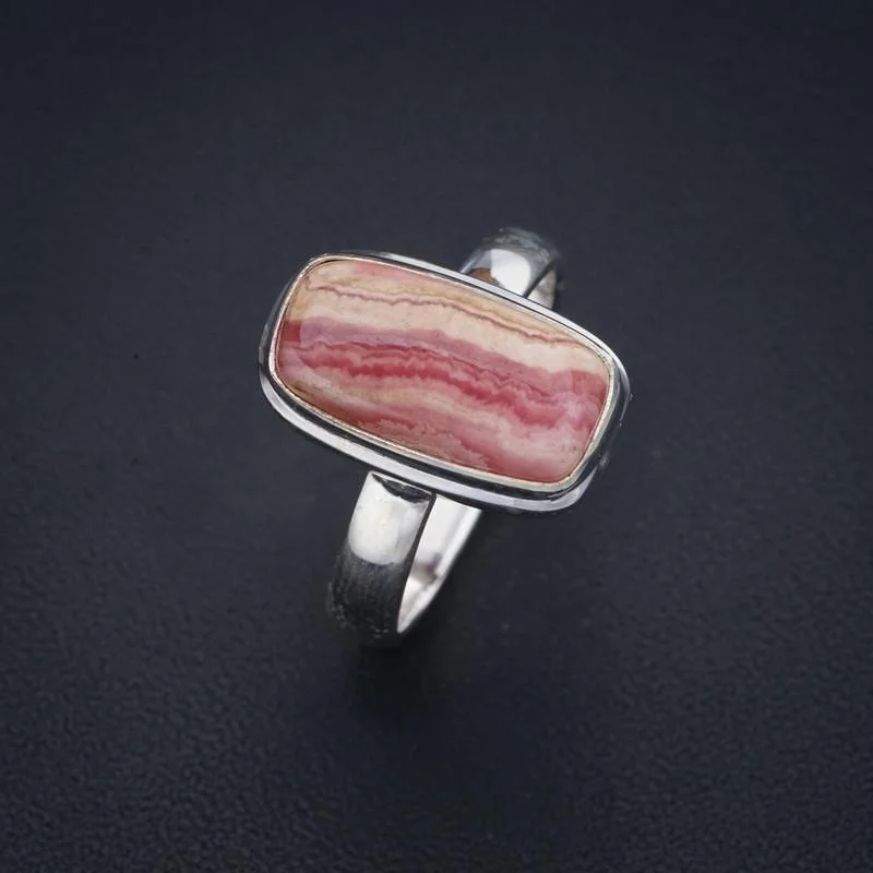 

StarGems Rhodochrosite Handmade 925 Sterling Silver Ring 9 F1878