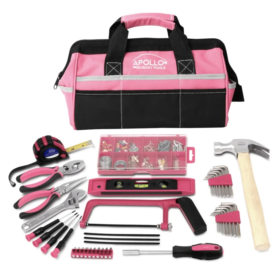 

201 Piece Household Tool Kit in a Soft-Sided Tool Bag Pink - Perfect for Home Repairs DIY Projects and Maintenance Tasks Includ