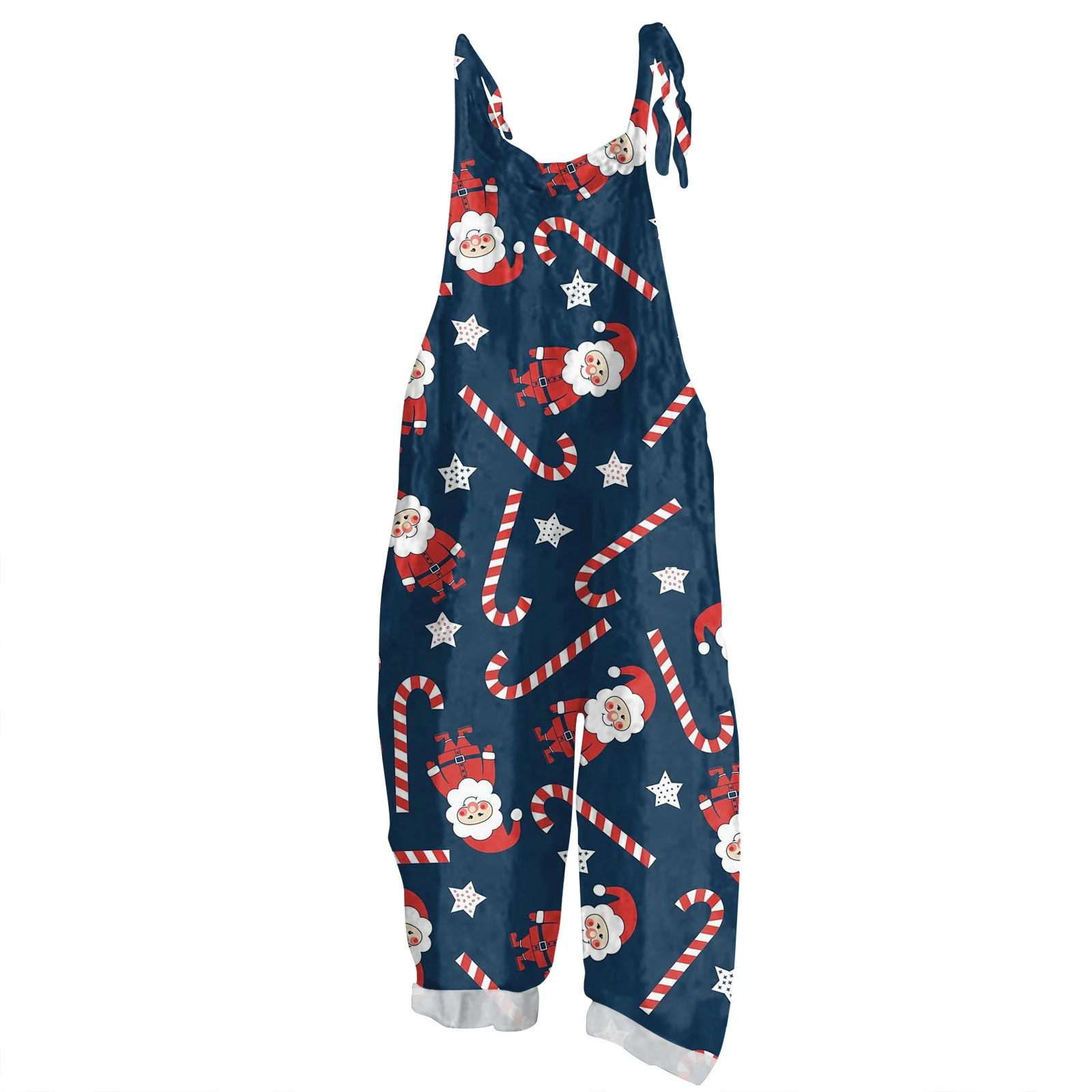 

Adorable Cartoon Style Jumpsuit Solid Color Retro Printed Camisole Casual Jumpsuit Comfortable Loose Christmas Printed Jumpsuit