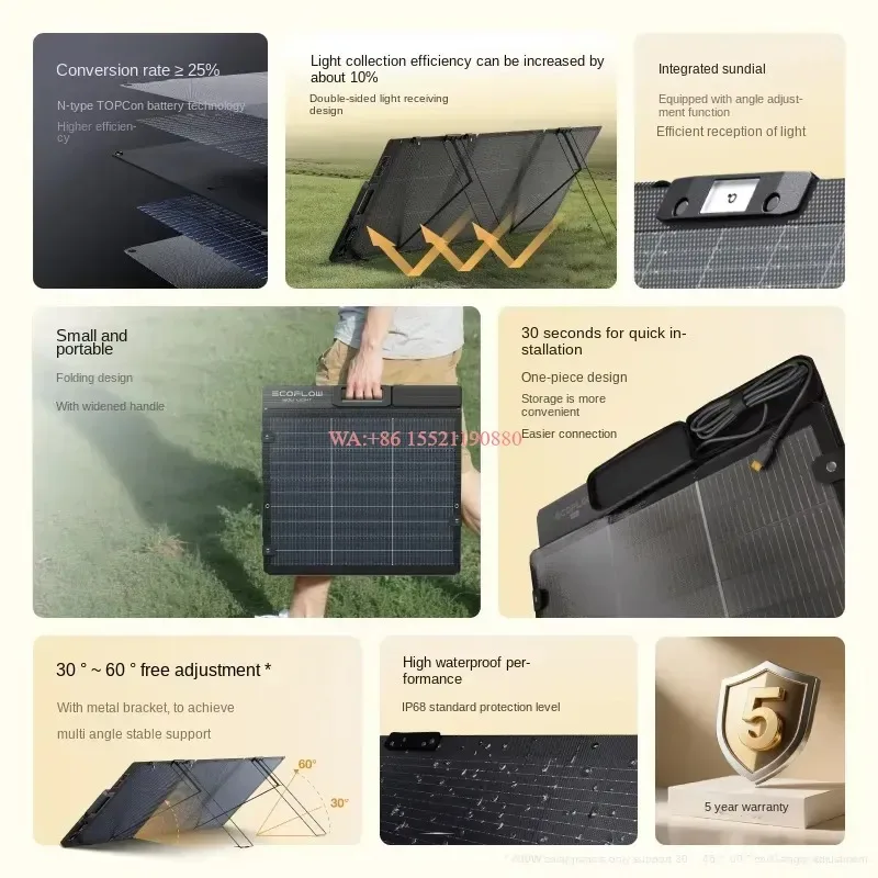 wmwmnu for ECOFLOW Lightweight Solar Panel Compact Portable Quick Install N-Type TOPCon 220W 400W