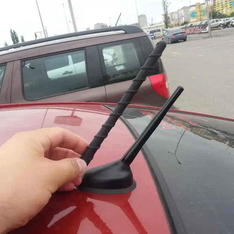 Car Roof Antenna Carbon Fiber Black Radio Aerial Antenna Radio Universal Metal Receiving Antennas Short Stubby Mast Antenna