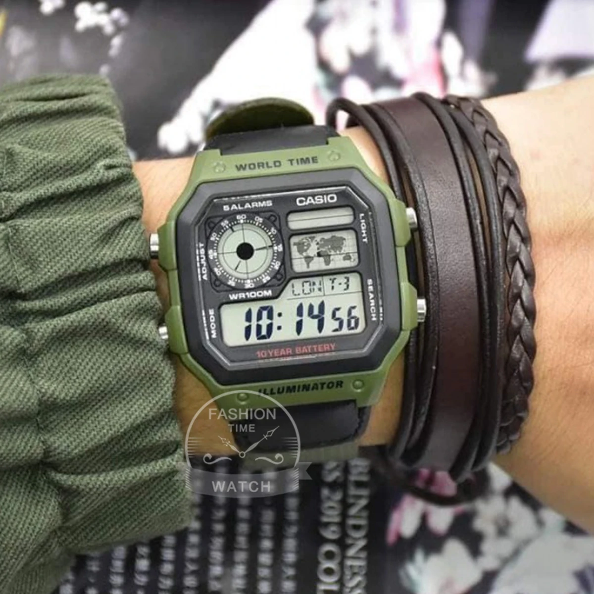 Casio Herren-Retro-Digitaluhr, multifunktional, klassischer Stil, Zeitmesser AE-1200WHB-3B