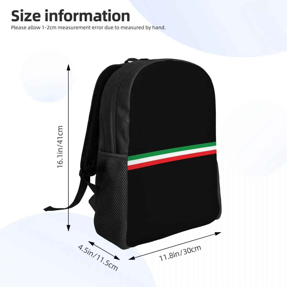 Mochila patriótica italiana para homens e mulheres, impressão da bandeira da Itália, mochila escolar, mochila universitária, bolsa impermeável, personalizada