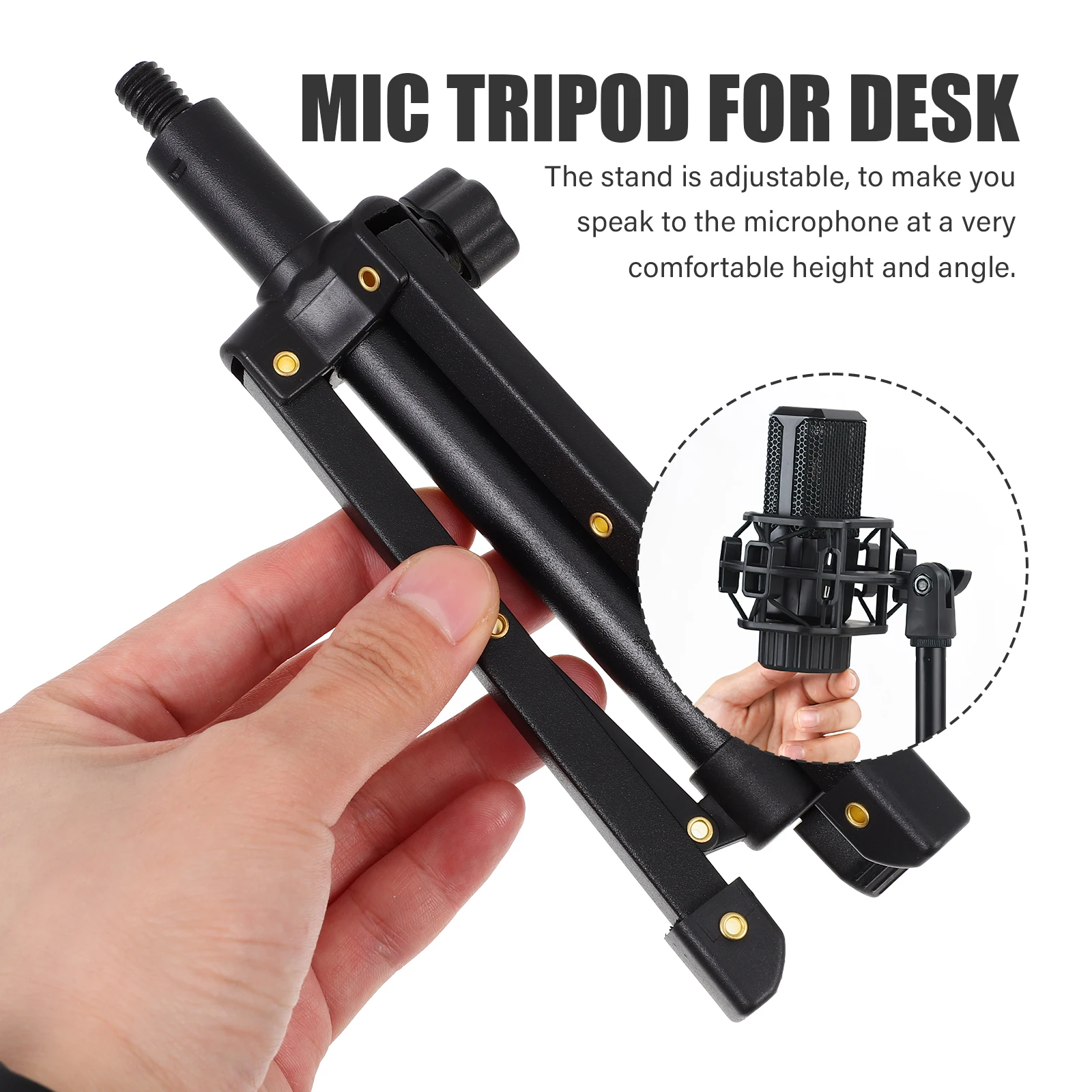 Portable Desktop Microphone Stand Foldable Tripod Adjustable Mic Holder Bracket Desk Mount Table Stand Accessories Parts Mic