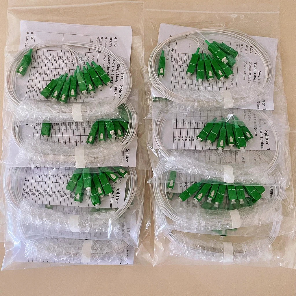 

High Quality 5/10pcs/lot Splitter 1X2 1X4 1X8 1X16 1X32 PLC SC/APC Fiber Optic Single Mode 0.9mm G657A1 LSZH 1m PVC