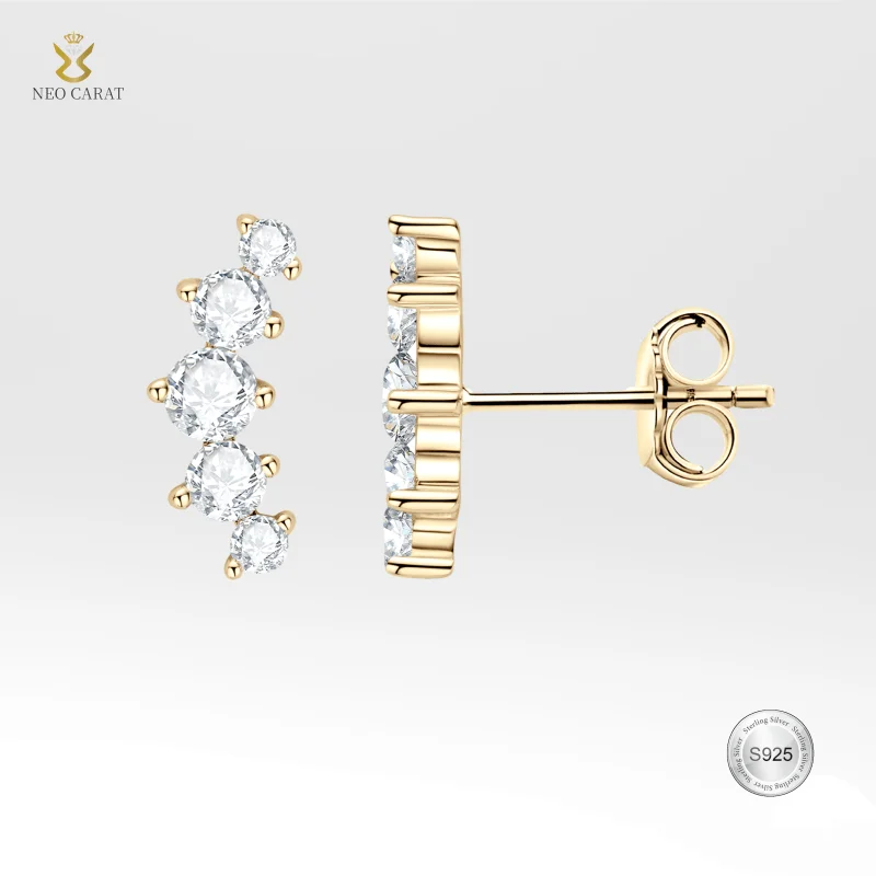 

Серьги с лабораторным бриллиантом и муассанитом, стерлинговое серебро S925, белый 18 карат, покрытие желтым золотом, цвет D, VVS, отправка подруге и маме