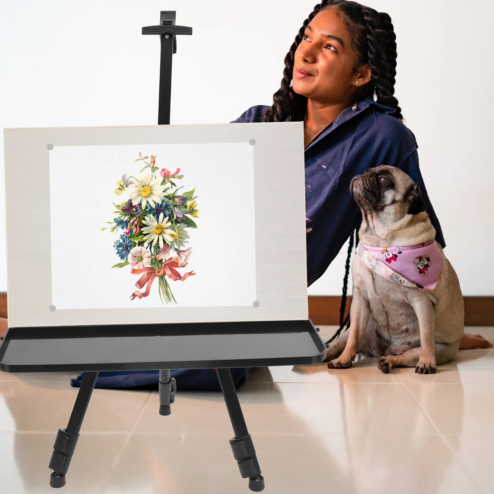 Detachable Plastic Easel Tray Foldable Replacement Shelf Clip on Easel Rack Portable Painting Accessories Storage Tray