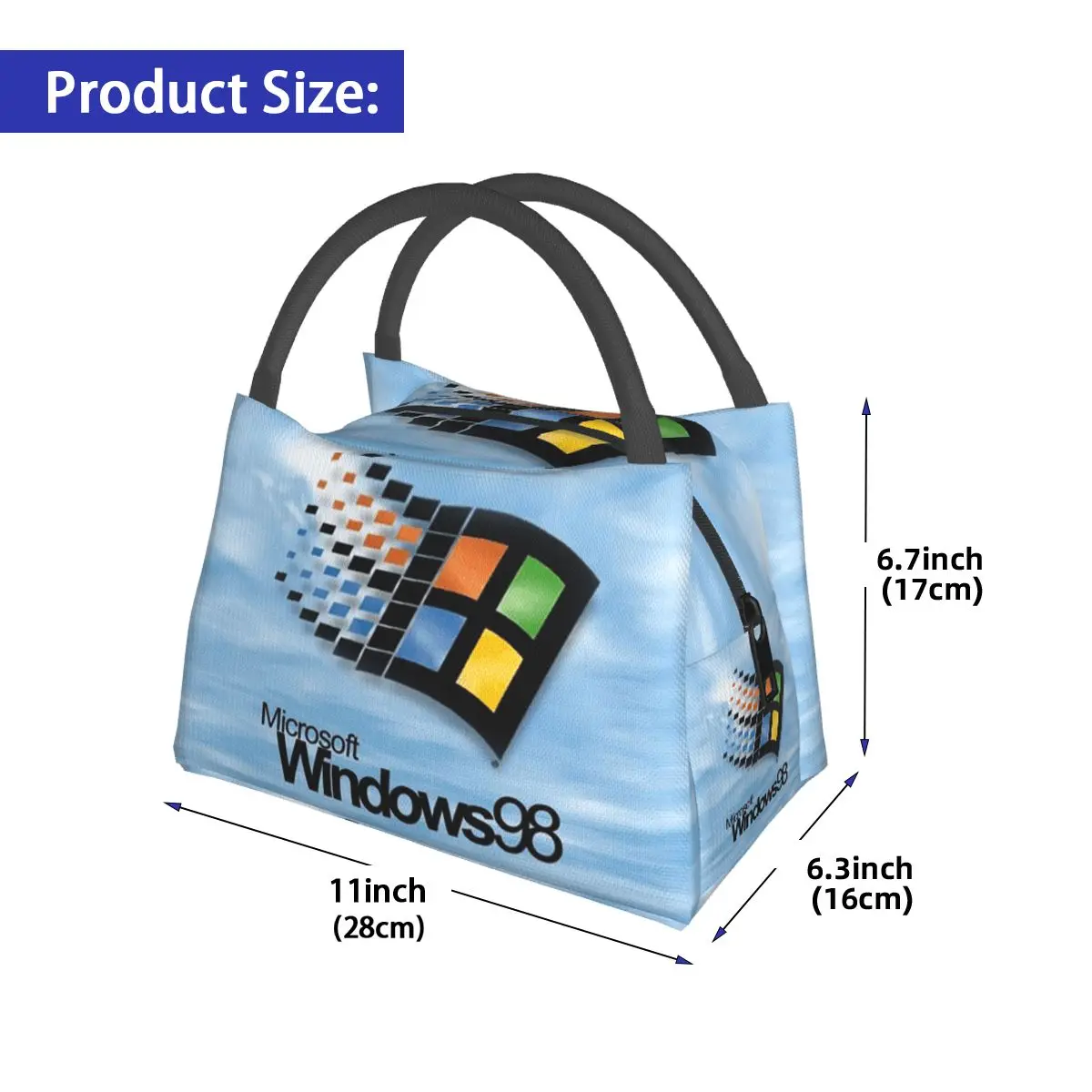 Windows 98 Start Screen Insulated Lunch Bag for Women Children Portable Food Boxes Thermal Lunch Box Tote