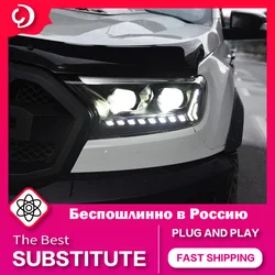 AKD Car Styling Headlights for Ford Ranger Everest 2015-2021 T6 FL T7 T8 Raptor Type LED Dual Projector Auto Accessories