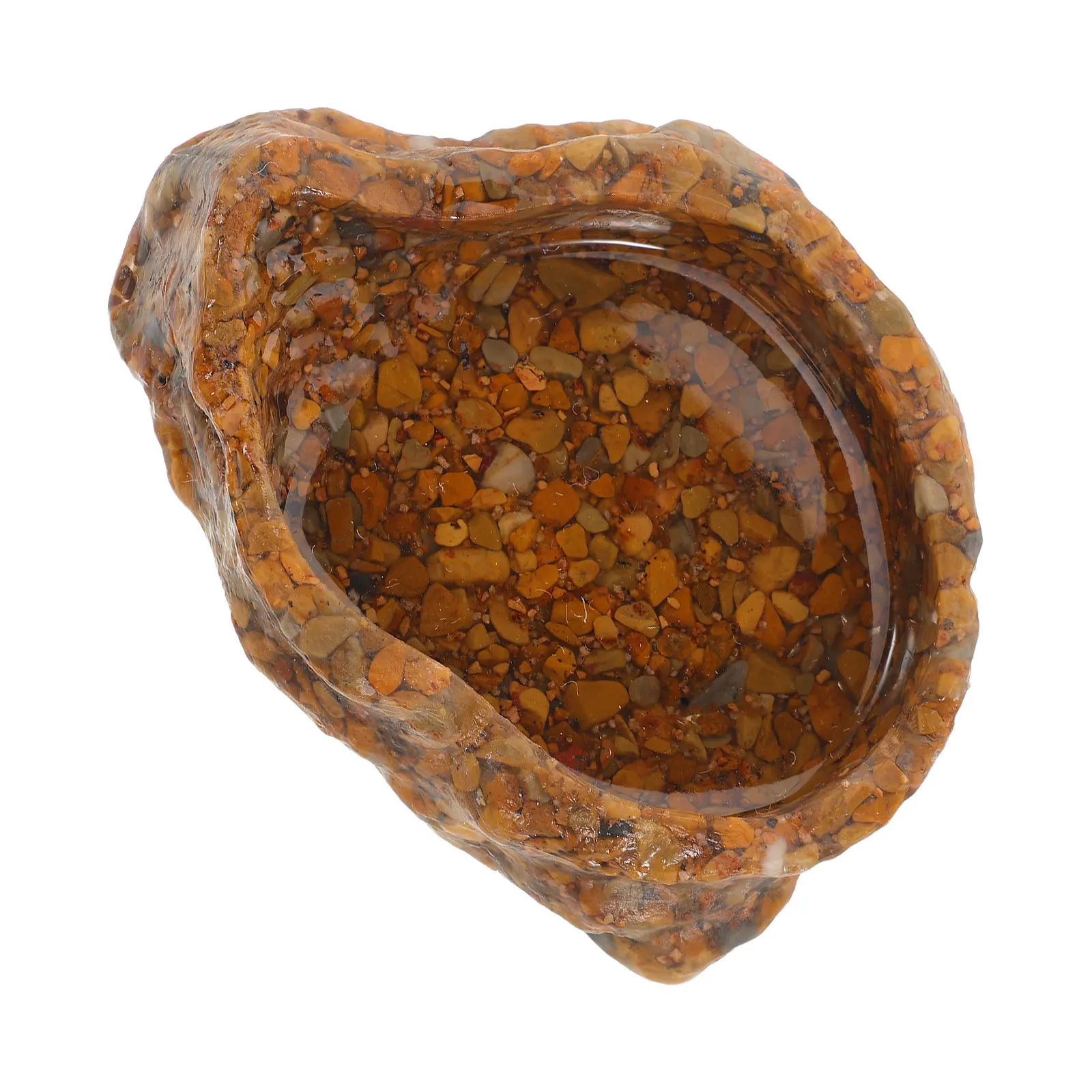 Small Rock Bowl for Reptile Sandstone Feeding Dish Water Bowl for Bearded Dragon Leopard Gecko Lizard Tank Accessory
