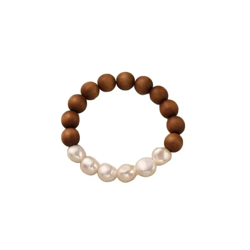 New Chinese natural freshwater pearl bracelet women's light luxury niche exquisite high-end sandalwood beaded bracelet for
