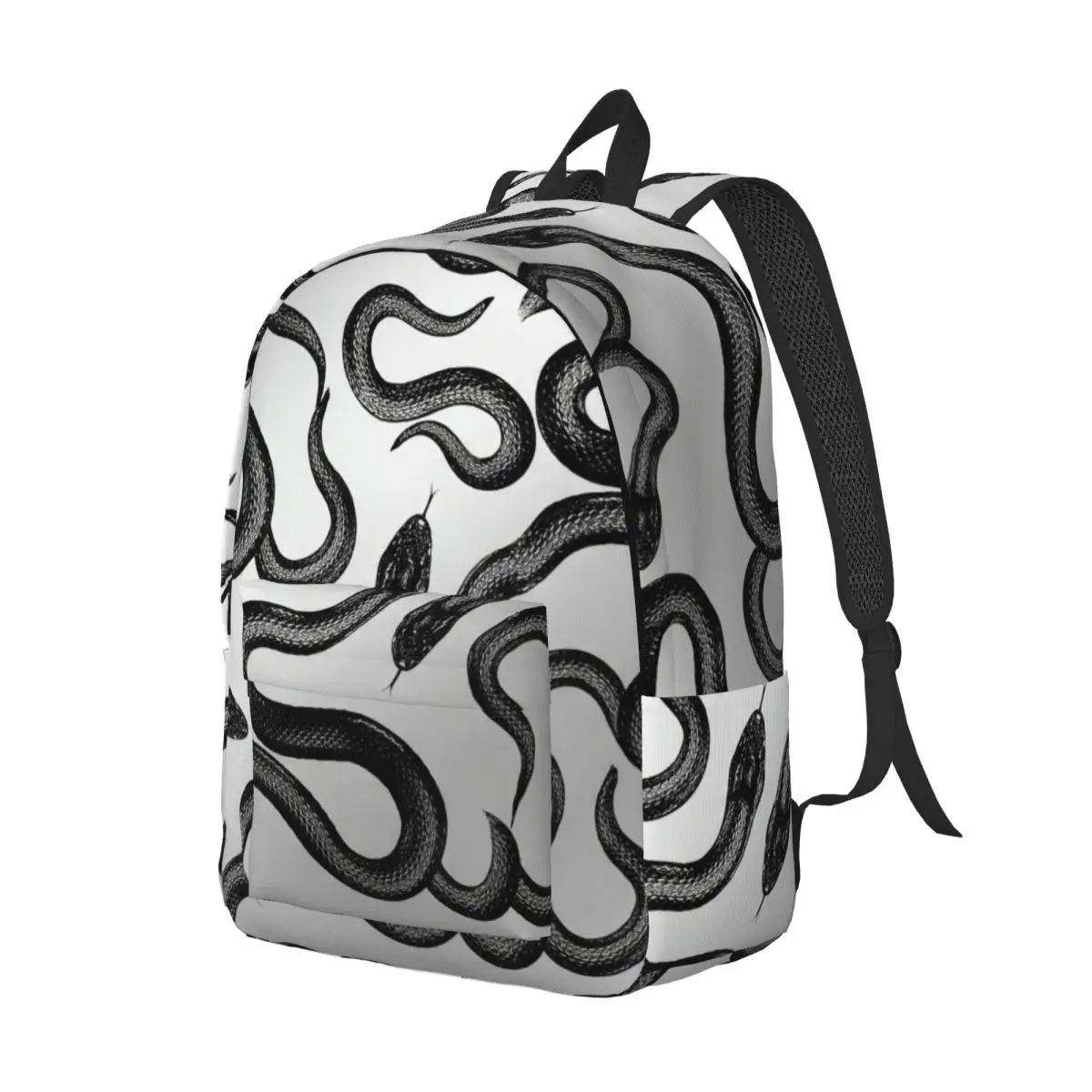 Gothic School Backpack Allover Snake Metallic Aesthetic Metallic Silver Black Edgy Daypack for School Work Weekend Outfit Travel