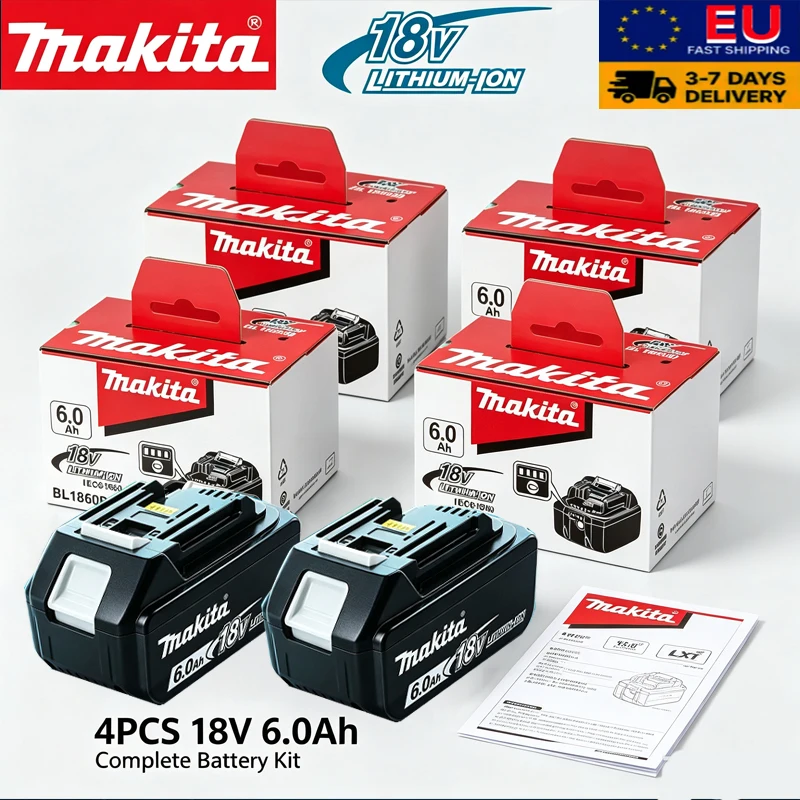 Bl1850 Makita 18V 6Ah Original-Akku Bl1830 Bl1860 Bl1850B Werkzeugakkus Kompatibel mit Makita 18 Volt Akku-Schleifer
