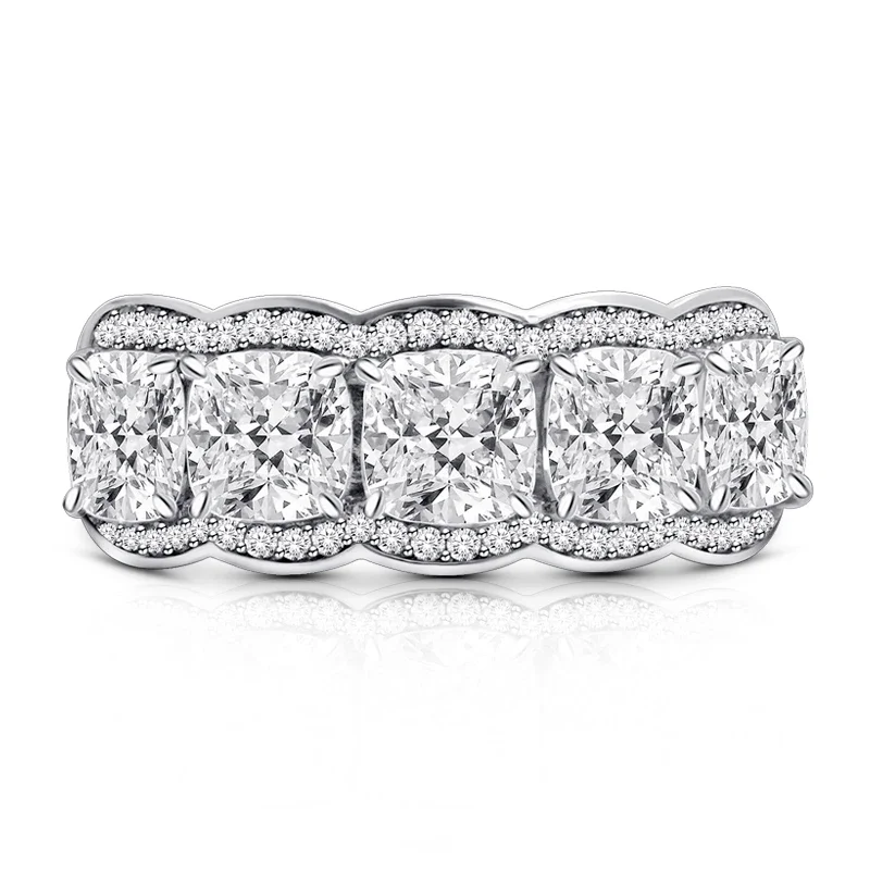 Huitan Luxus-Ringe in Kissenform mit Zirkonia für Damen, moderne Mode, Hochzeitsaccessoires, halber Kreis, CZ-Statement-Schmuck