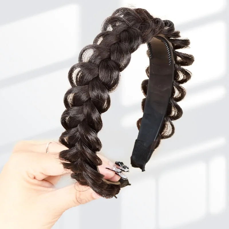 Frauen synthetische Perücke Twist geflochtene Haar bänder Mode Zöpfe Haarschmuck Frauen böhmische Natur Stirnband Stretch für Party – Detail 12