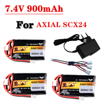 HJ 2S 7.4V 900mAh Lipo Battery Charger Set For AXIAL SCX24 SCX2 90081 C10 1/24 Remote Control Car Models 10C 7.4V Battery