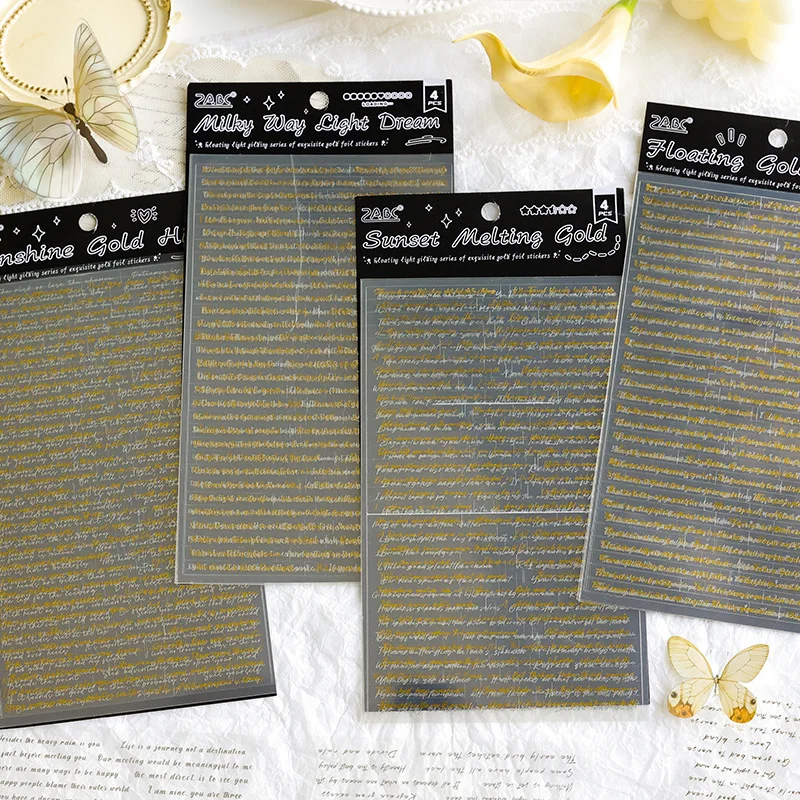 4pcs Kawaii Stationery Stickers Floating light gilding DIY Craft Scrapbooking Album Junk Journal Happy Planner Diary