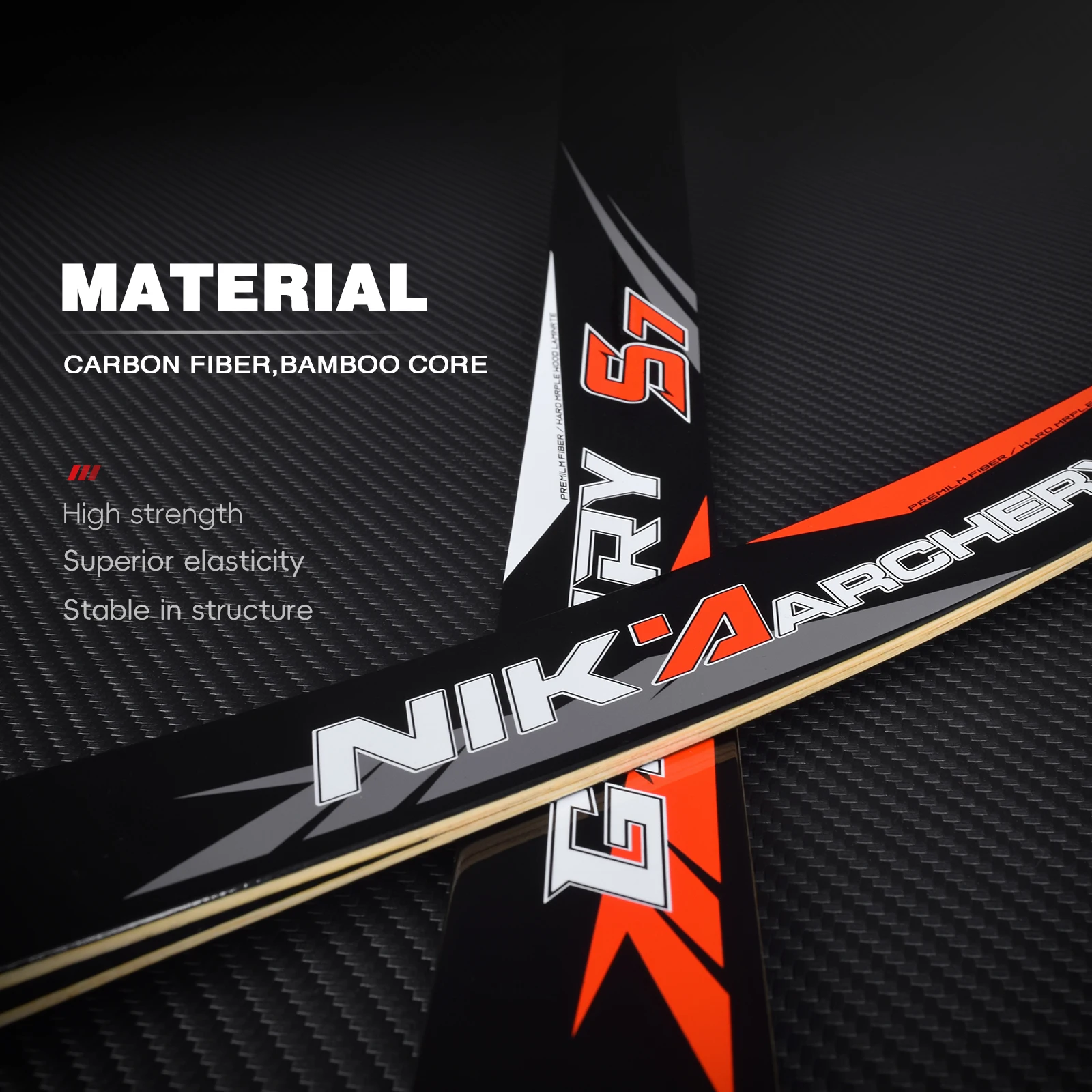1Pair S7 Carbon Fiber ILF Recurve Bow Limbs, 68 Inch, Draw Weight 20lbs-38lbs, Outdoor Sports Target Shooting Accessories