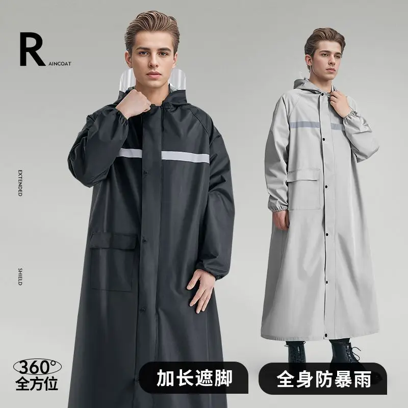 Adult Fashion One-piece Raincoat Thickened Waterproof Oxford Hooded Rain Poncho Loose Long Rain Coat Rain Gear Outdoor Rainwear