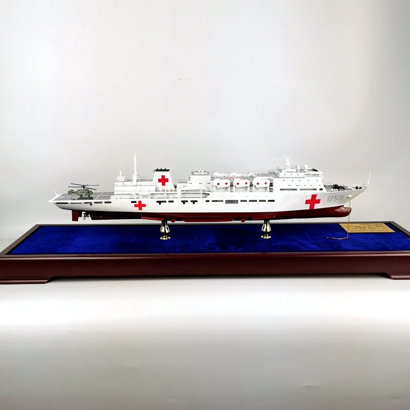 New Finished Medical Boat Model FRP Hull 920 Type Hospital Ship 1/300 Peace Ark Model Static Ornaments Nautical Collection