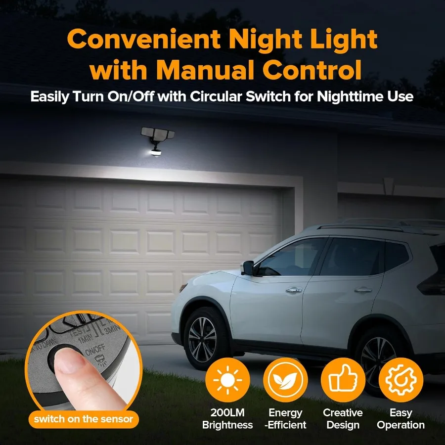 Luci esterne con sensore di movimento a luce di sicurezza a LED 84W 9500LM con luce notturna Luci di inondazione a LED a 4 teste per esterni 5000K Luce diurna IP65