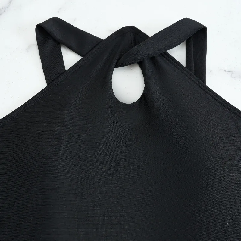 Costume da bagno intero per ragazze nere 8-12 anni Costume da bagno per bambini Costumi da bagno per bambini adolescenti 2025 Costumi da bagno a collo alto Tuta da spiaggia
