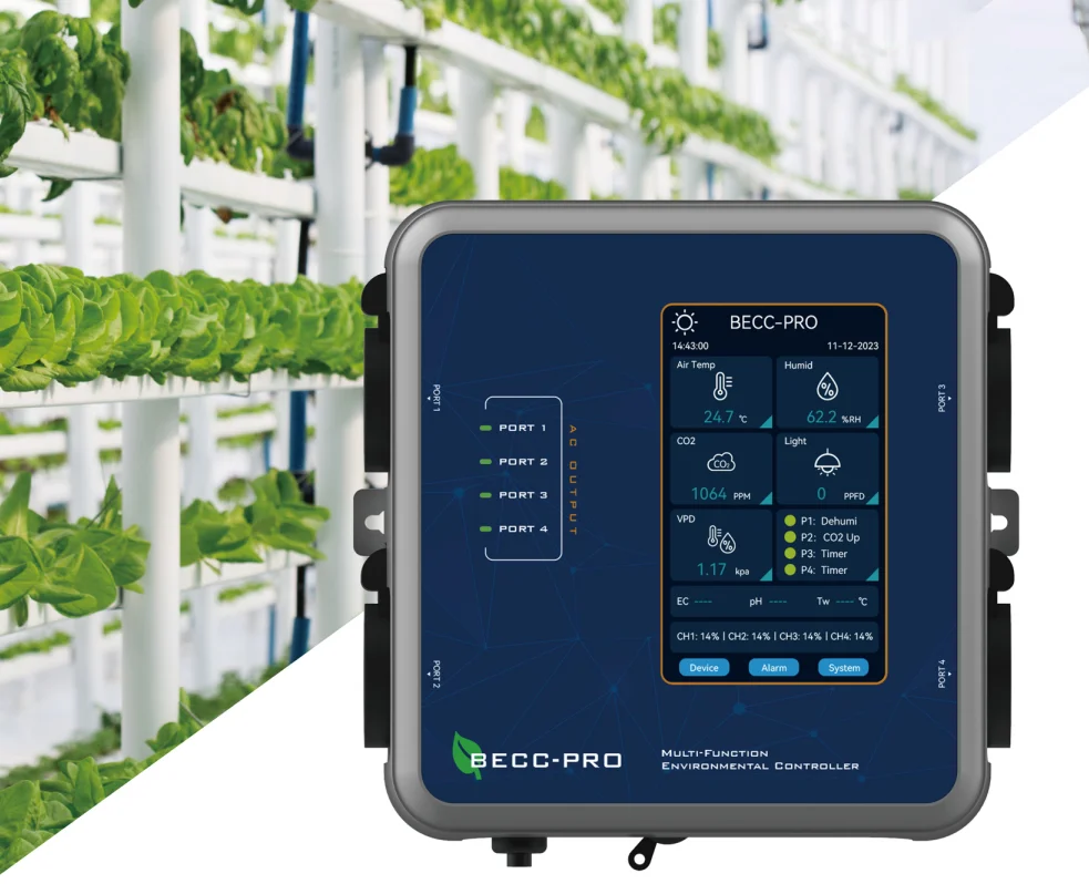 

Smart Environment Controller with Temperature, Humidity, Timer, Grow Light, and CO2 Control for Greenhouse Planting
