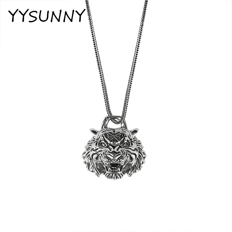 

YYSUNNY Lion Head Pendant Sterling Silver 925 Necklace Ladies Mens Hip Hop Punk Necklace Vintage Jewelry