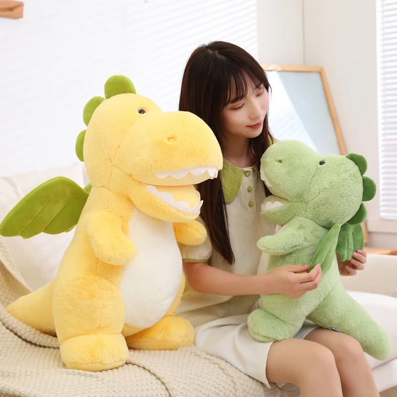 

Happy Sitting Dinosaur Plush Toy Green Yellow Plushies Doll Sofa Cushion Nap Pillow Soft Cute Soft Kids Toys Gifts Home Decor