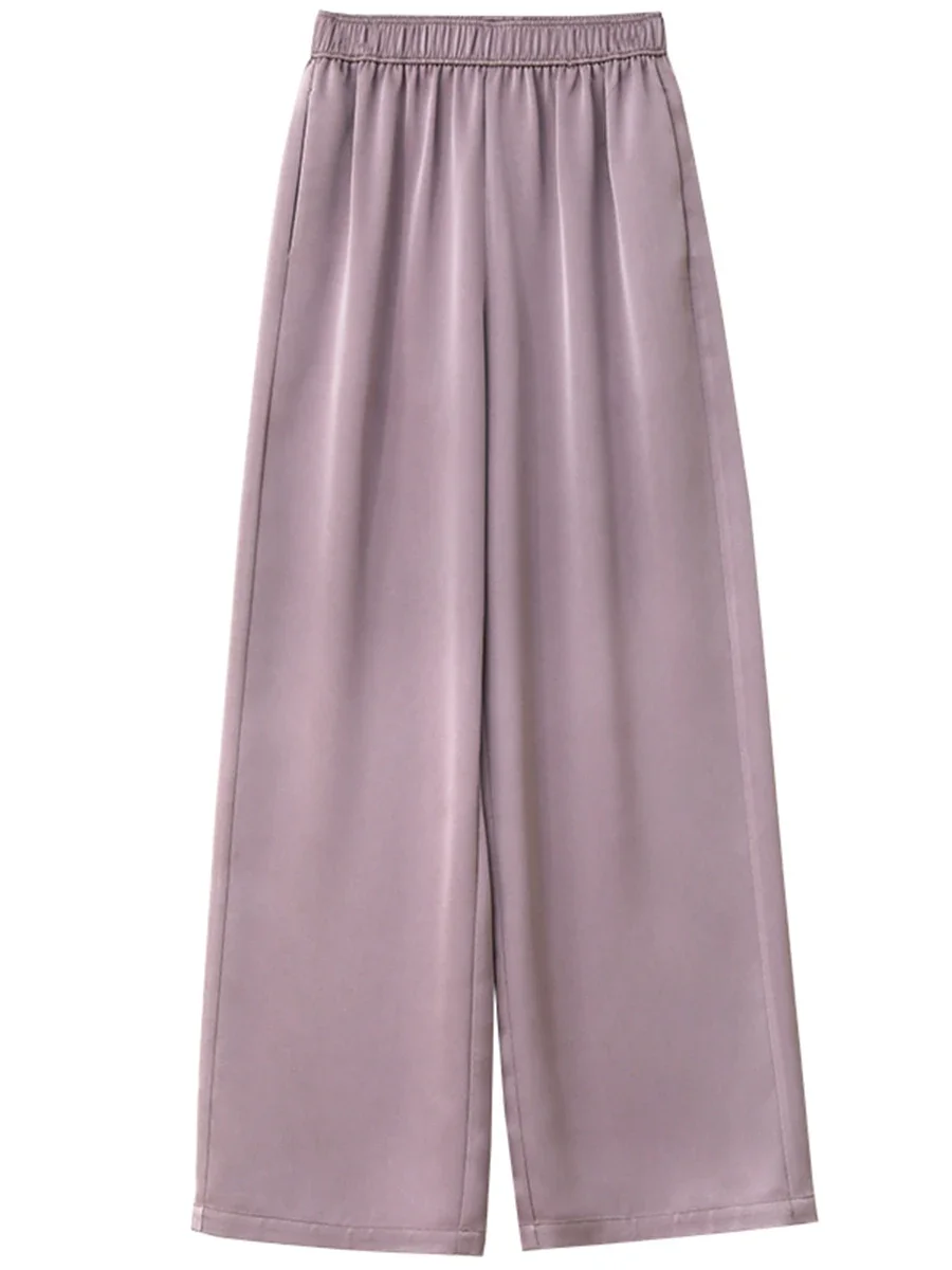 CHIC VEN Women Pants Solid New Elastic High Waisted Casual Wide Leg Pant Female Trousers Office Lady Clothing Summer 2024