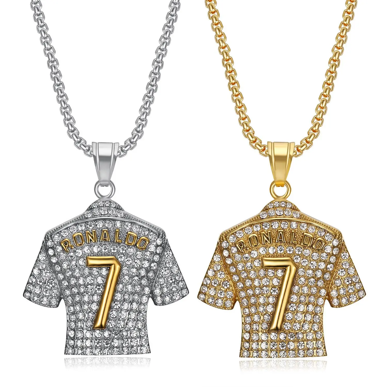 

HIPHOP Accessories Stainless Steel Gold Pendant Zircon No. 7 Jersey Pendant, Necklace Retro Accessories Men Gift Jewelry