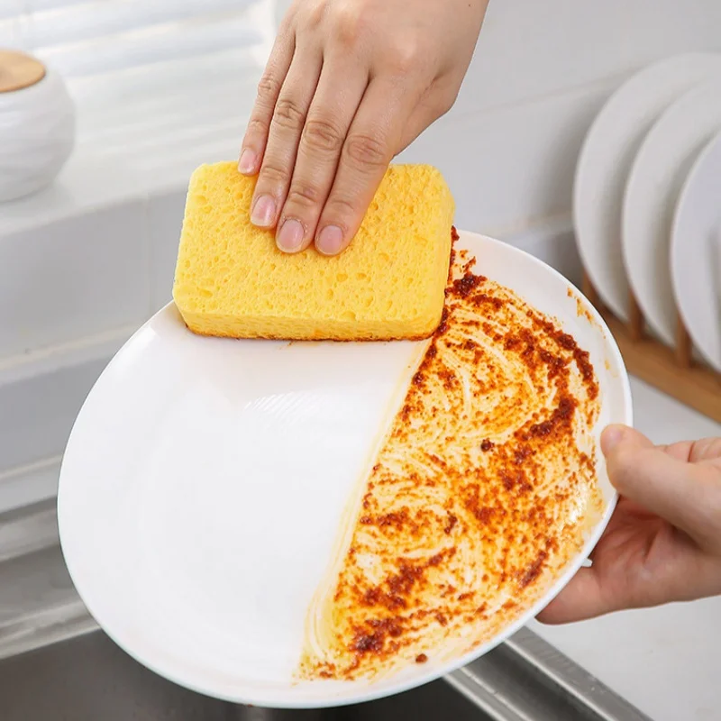 Natural Wood Pulp Sponge Kitchen Dish Washing Sponge Pot Pan Cleaning Scrubber