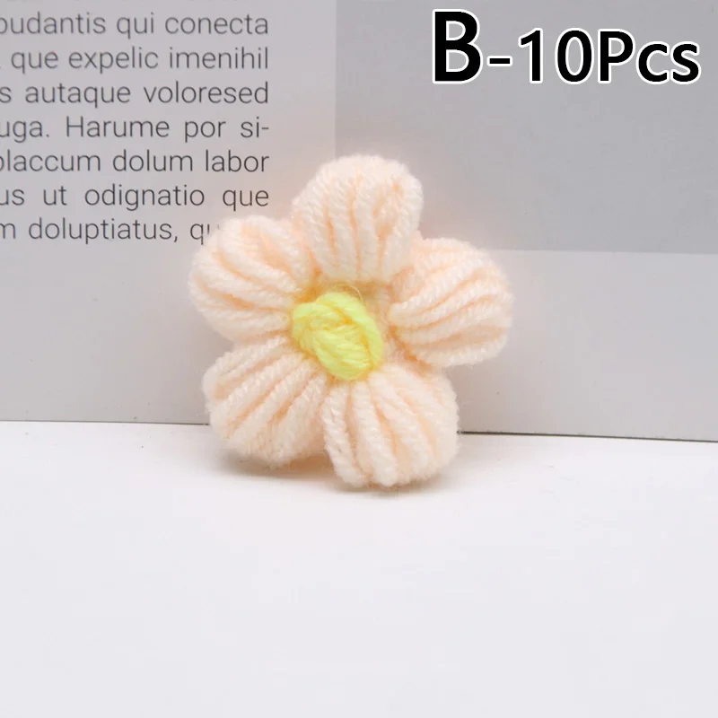 Parches tejidos a mano de flores, pétalos florales de lana de algodón de leche, apliques de flores para coser, accesorio de ropa, 4,5 cm, 10 unidades por lote