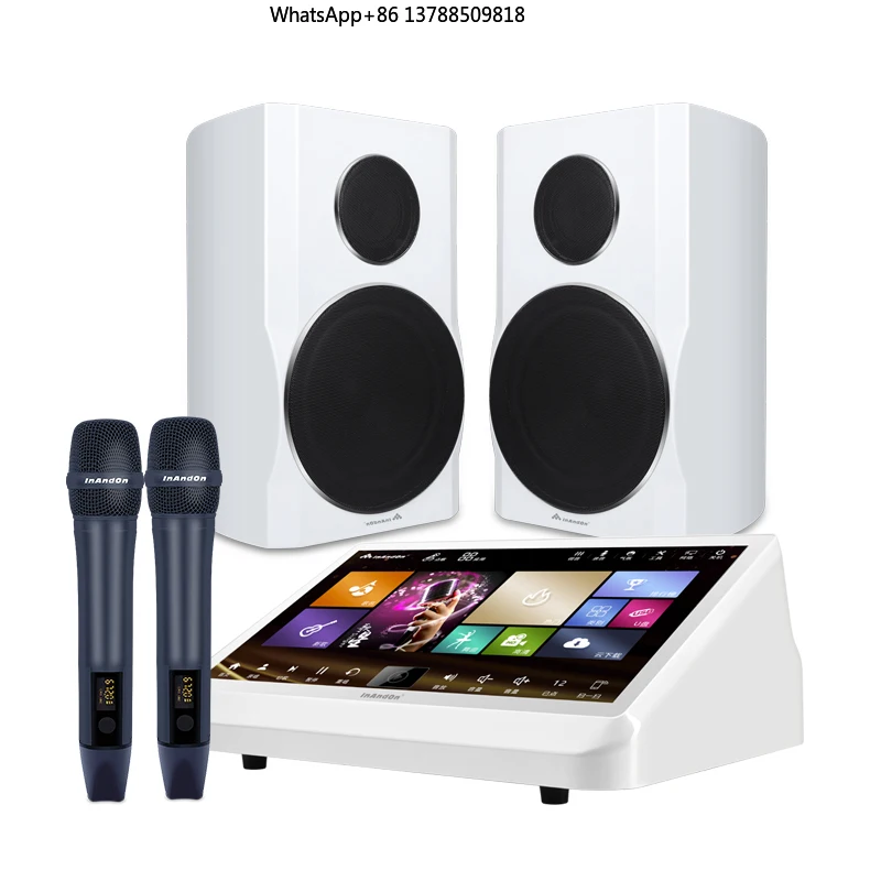 

Portable 4TB Karaoke Machine Bundle 15.6 Inch Touch Screen 8 Inch Speaker Singing Player Party Songs Machine