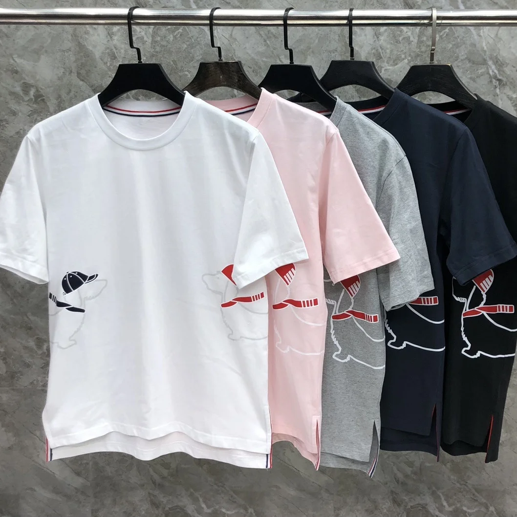 

Christmas Dog Split Pure Cotton Short Sleeve round Neck T-Shirt Summer New Style for Men And Women Casual Loose Fit Korean Style