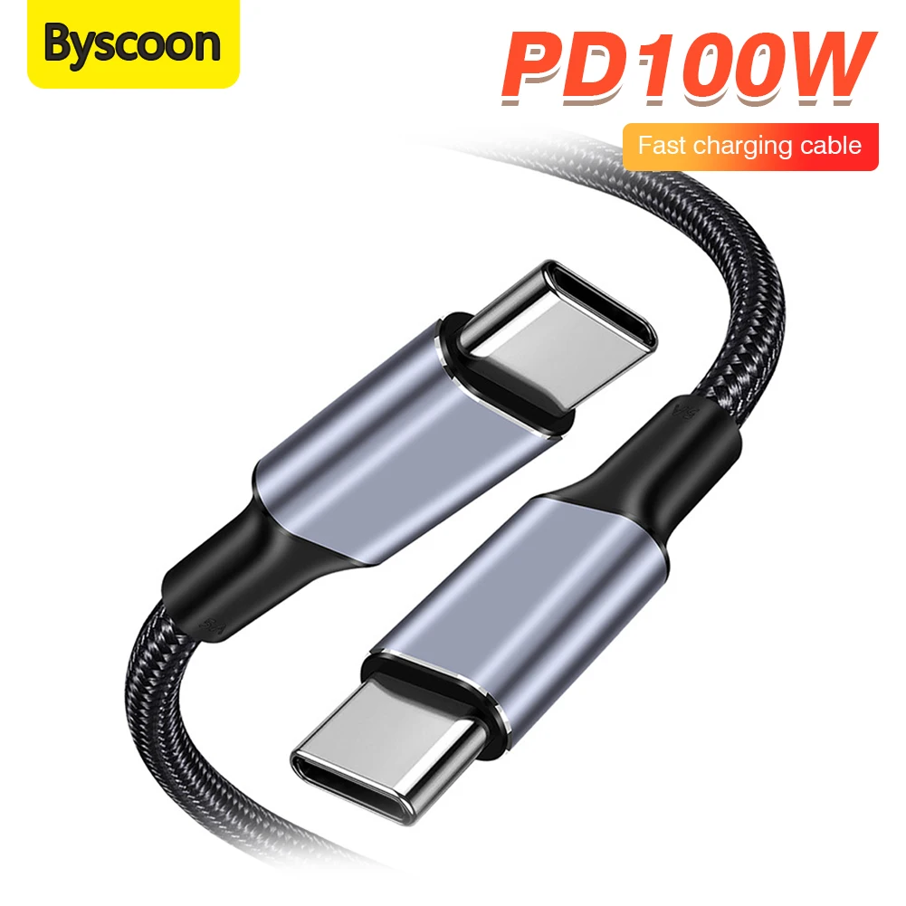 100W Type C To C Cable USB C PD 5A File Transfer Fast Charging Charger Cord For iPhone 16 Xiaomi POCO F3 Samsung Redmi Macbook