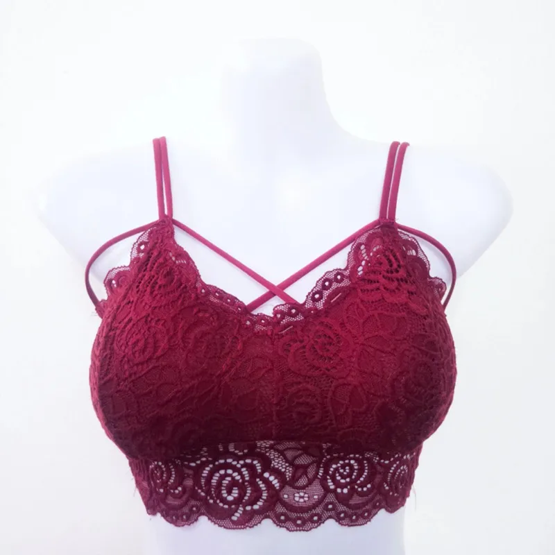 Women Lace Sexy Top Solid Tops Unpadded Bralette Bra Bustier Mesh Lined Female Fashion Crop Tops