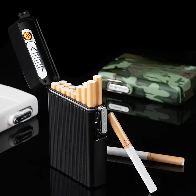 

Creative 16pcs Cigarette Pack Rechargeable Cigarette Case Outdoor Portable Waterproof Cigarette Case Lighter Smoking Accessories