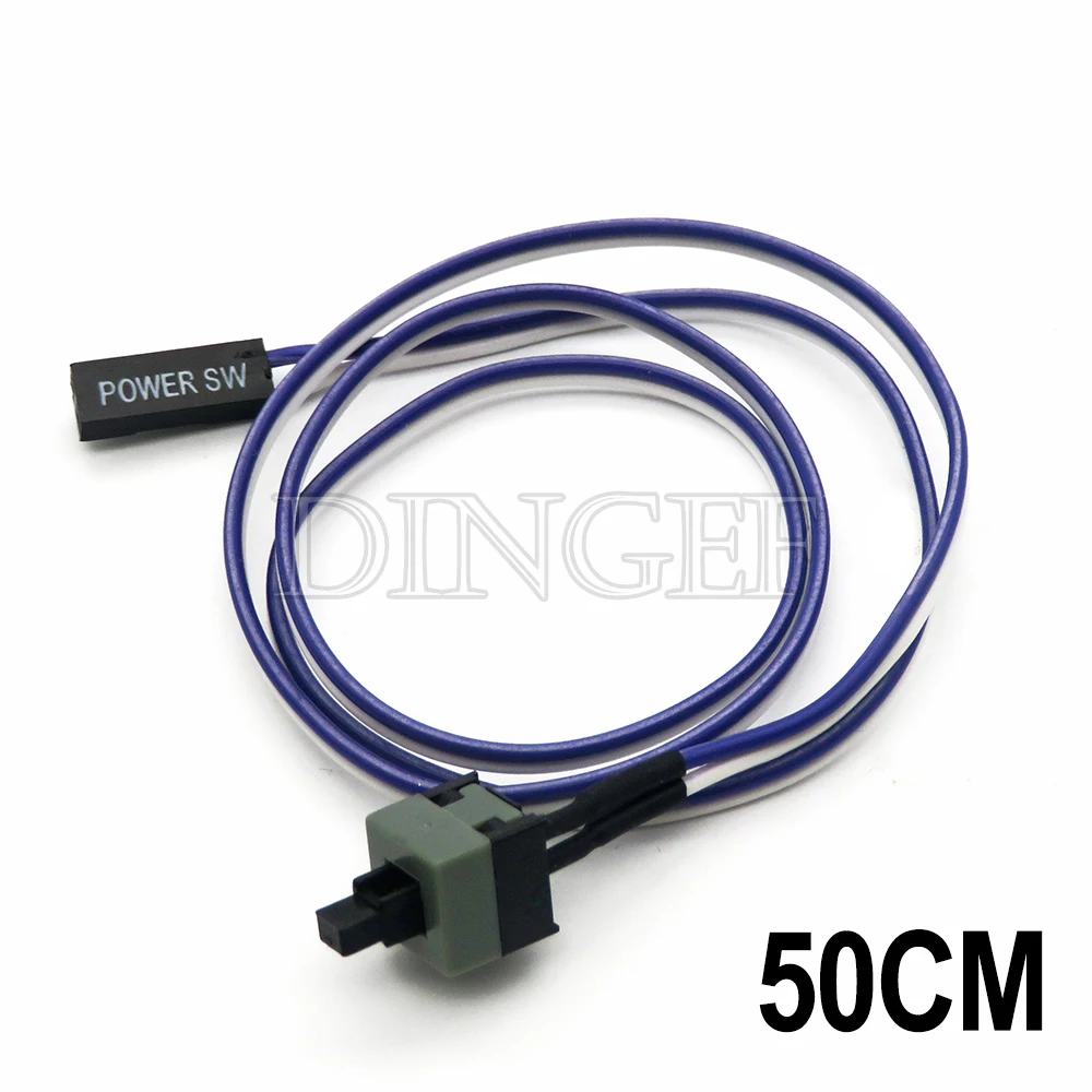 1PCS Computer power line Main engine power switchn Reset button with LED Push button switch connector Length 50cm 65cm 100cm 