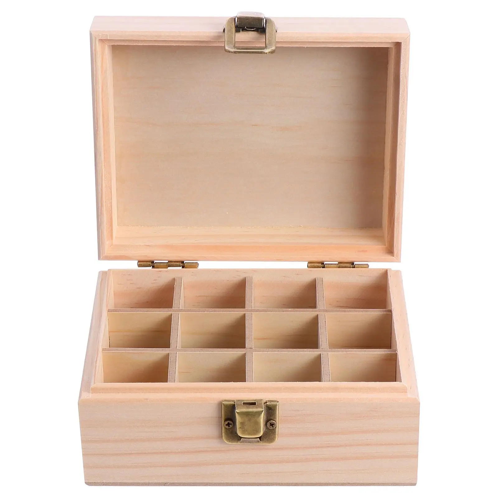 Wood Essential Oil Carrying Box Large Capacity Organizer 12-Grid Storage Case Holder for Aromatherapy Bottles Travel