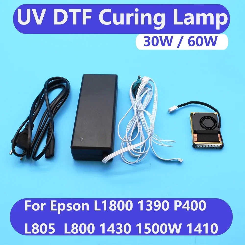 Lámpara de curado de tinta UV, película AB para Epson L1800, R1390, 1410, L800, L805, P400, conversión modificada, refrigeración por aire, luz ultravioleta LED UV DTF