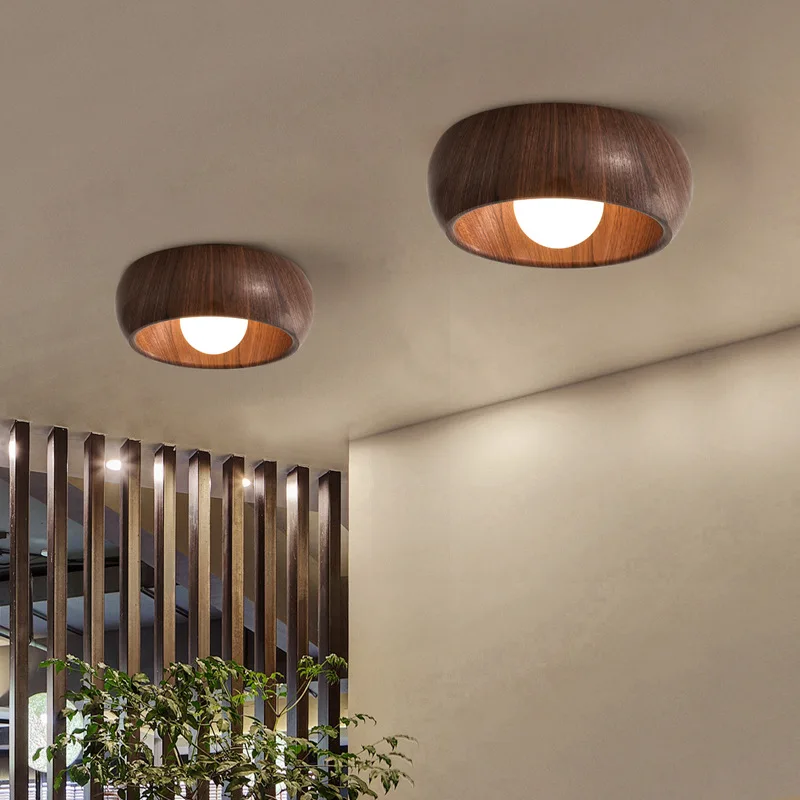 

Simple Wabi Silent Wind Corridor Light Creative Nordic Retro B & B Walnut Led Ceiling Light