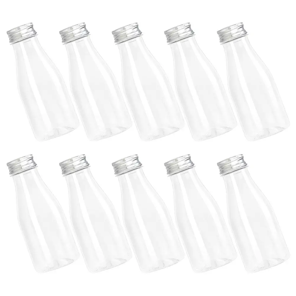 

10 шт. пластиковых бутылок для молока с герметичными крышками, прозрачные портативные контейнеры для сока и напитков, бутылки для напитков