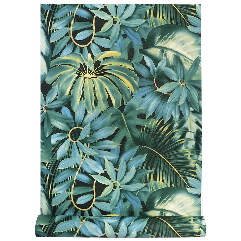 Tropical Rain Forest Wallpaper 3D Green Leaves Background Wall Mural Cafe Restaurant Hotel Wallpaper Living Room