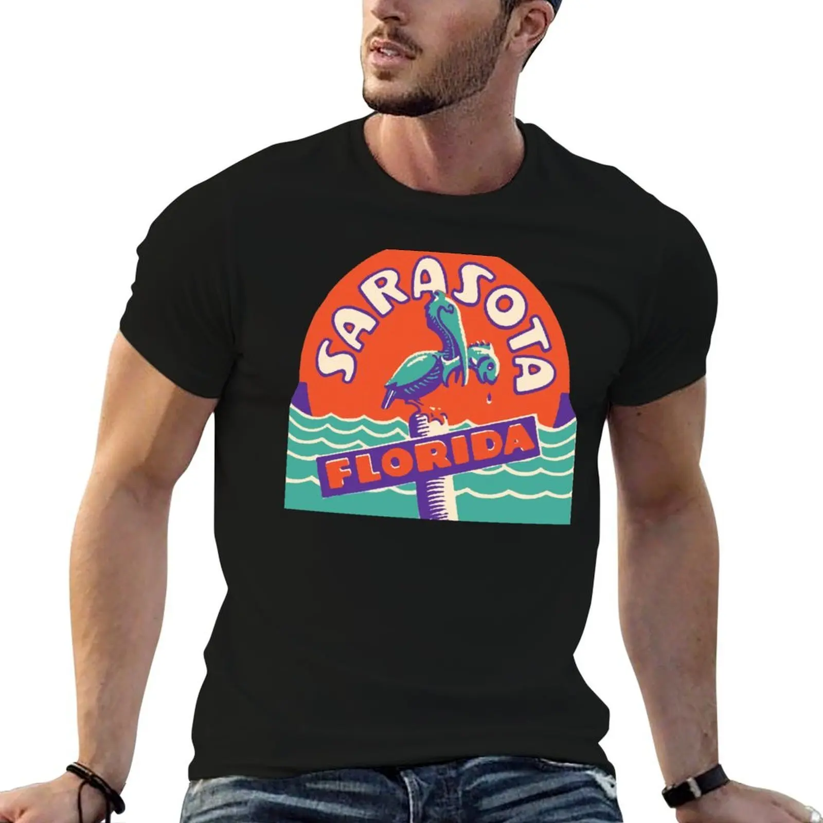 Sarasota Florida Vintage Travel Decal T-Shirt Casual Everyday Wear T-Shirt
