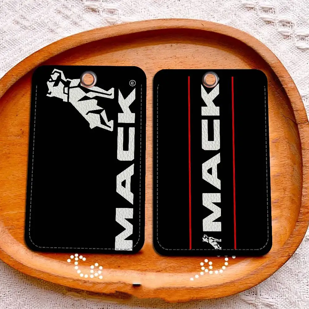 Truck Car M-MACKs 1Pc PU Leather Card Holder Keychain Key Ring Door Lock Access Tags ID Card Case Keychain Card