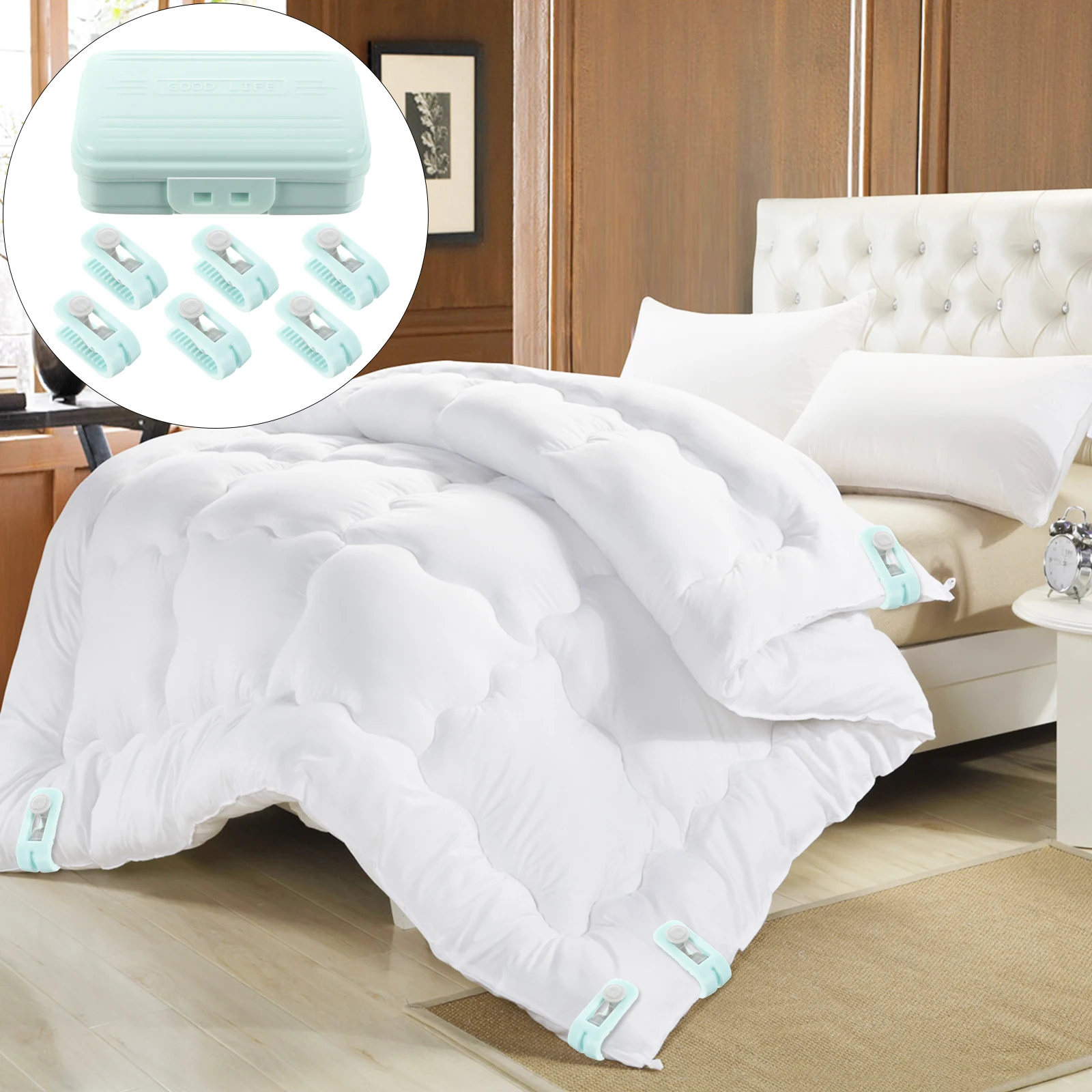 

6Pcs U-Shaped Anti Quilt Clips Bed Sheet Fasteners Buckle Comforter Holders Duvet Cover Retainers No Needle Fixing
