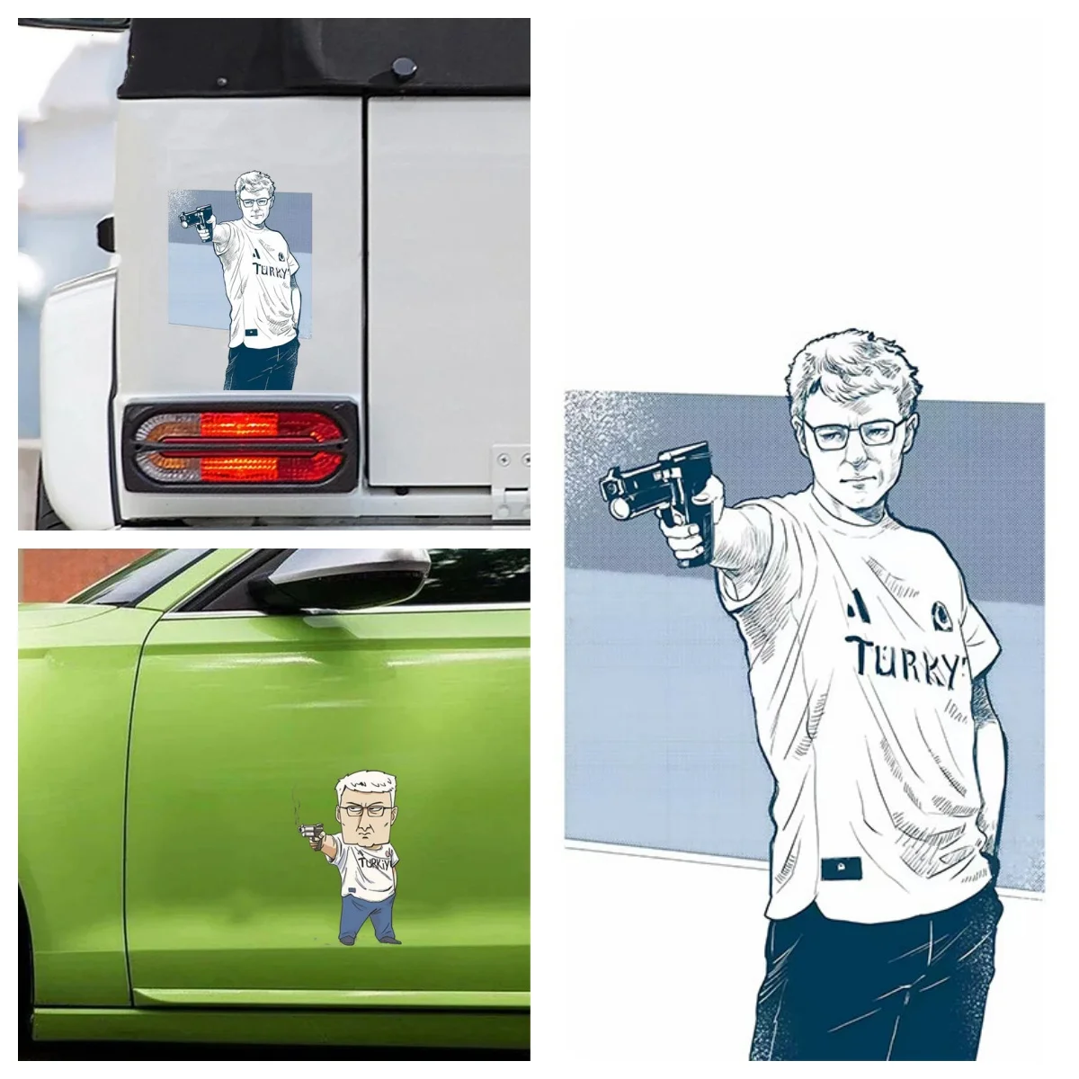 

Turkey Shooting Uncle Car Stickers Motorcycle Fuel Tank Waterproof Vinyl Decals Auto Window Bumper Body Decoration
