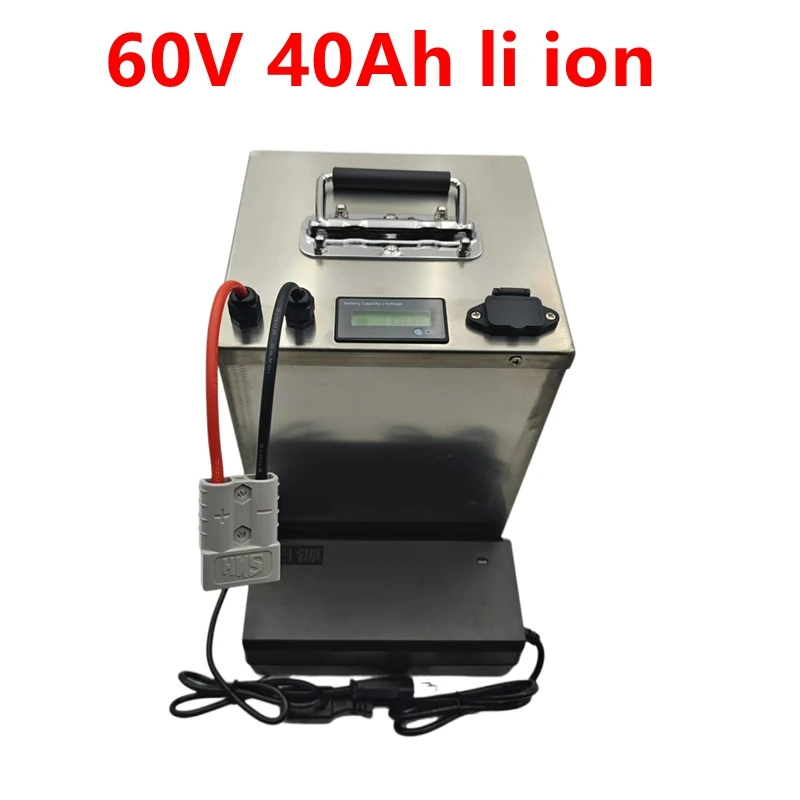 

JJ waterproof 60v 40ah lithium ion bateria li ion BMS for 4000W 3000W Tricycle scooter bike Motorcycle go cart +5A charger