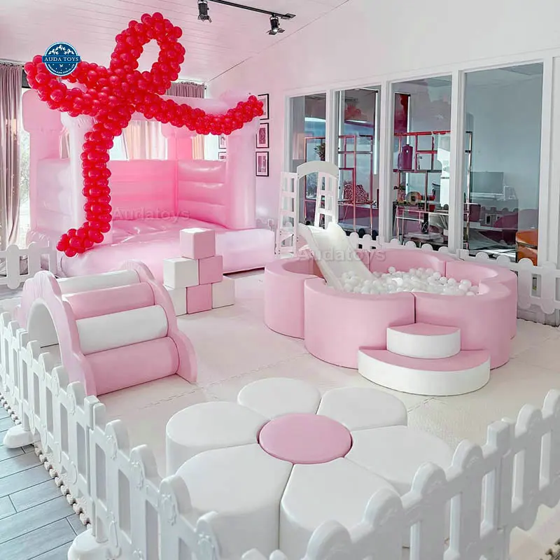 

Softplay Playground Soft Play Set Pink Indoor Playground Flower Ball Pool And Soft Play Equipment For Shopping Mall Use